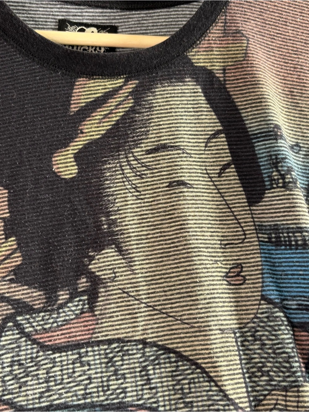 Lucky Brand Gray and Black Striped Tee - Picture 2 of 6